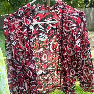 Vibrant Sheer Abstract Blouse